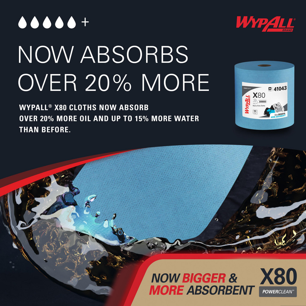 WypAll X80   Shop Towel/Industrial Wipes: Dry, 455 Ct - 41043
