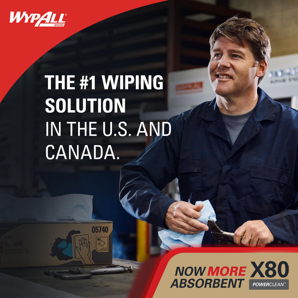 WypAll PowerClean™ X80 Heavy Duty Cloths (41026), Quarterfold, Extended Use Towels, White - 41026