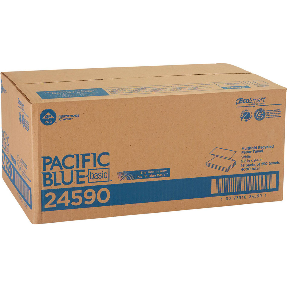 Georgia Pacific Pacific Blue Basic 1-Ply Recycled Multifold Paper Towel (Previously Envision), White - 24590