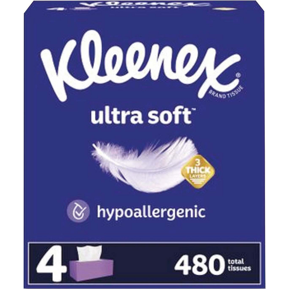 Kleenex Ultra Soft Facial Tissue, 3-Ply, White, 120 Sheets/Box, 4 Boxes/Pack, 6 Packs/Carton - KCM54315
