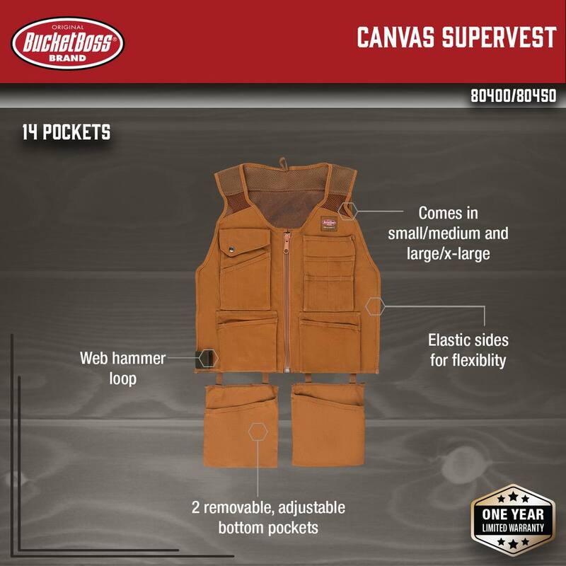 BUCKET BOSS 14-Pocket Canvas Tool Work Apron (Large/Extra-Large) - 80450