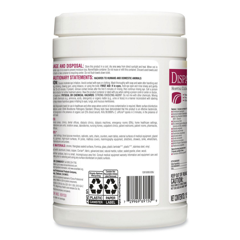 Clorox Healthcare Clorox Healthcare Disinfecting Wipes: Pre-Moistened, 150 Ct - CLO69150