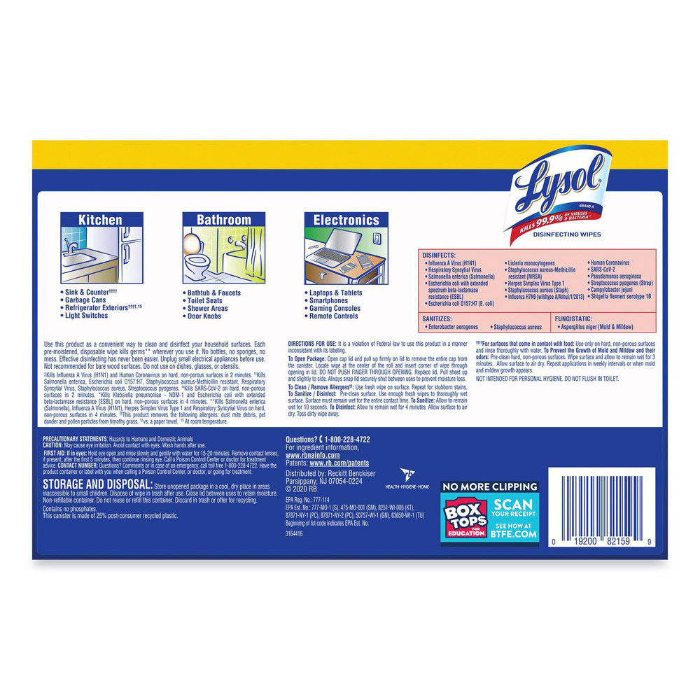 Lysol Lysol Disinfecting Wipes: Pre-Moistened, 35 Ct - RAC82159CT