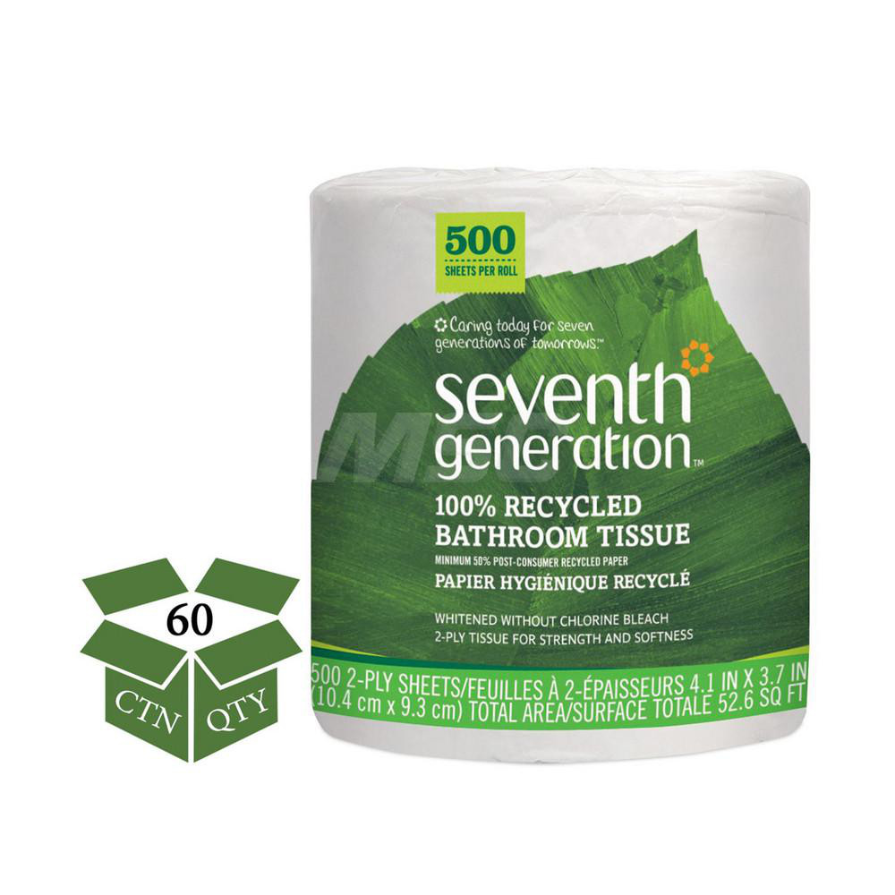 Seventh Generation Bathroom Tissue: Standard Roll, Recycled Fiber, 2-Ply, White - SEV137038