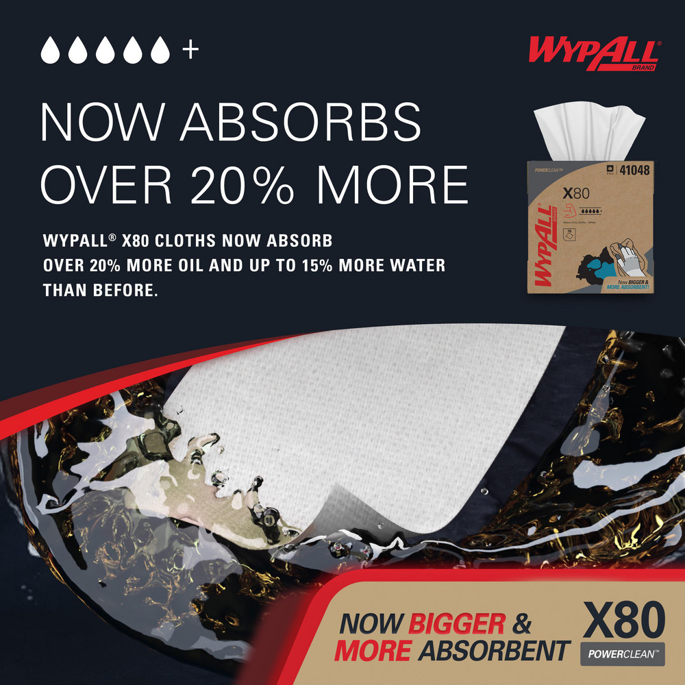 WypAll X80   Shop Towel/Industrial Wipes: Dry, 76 Ct - 41048