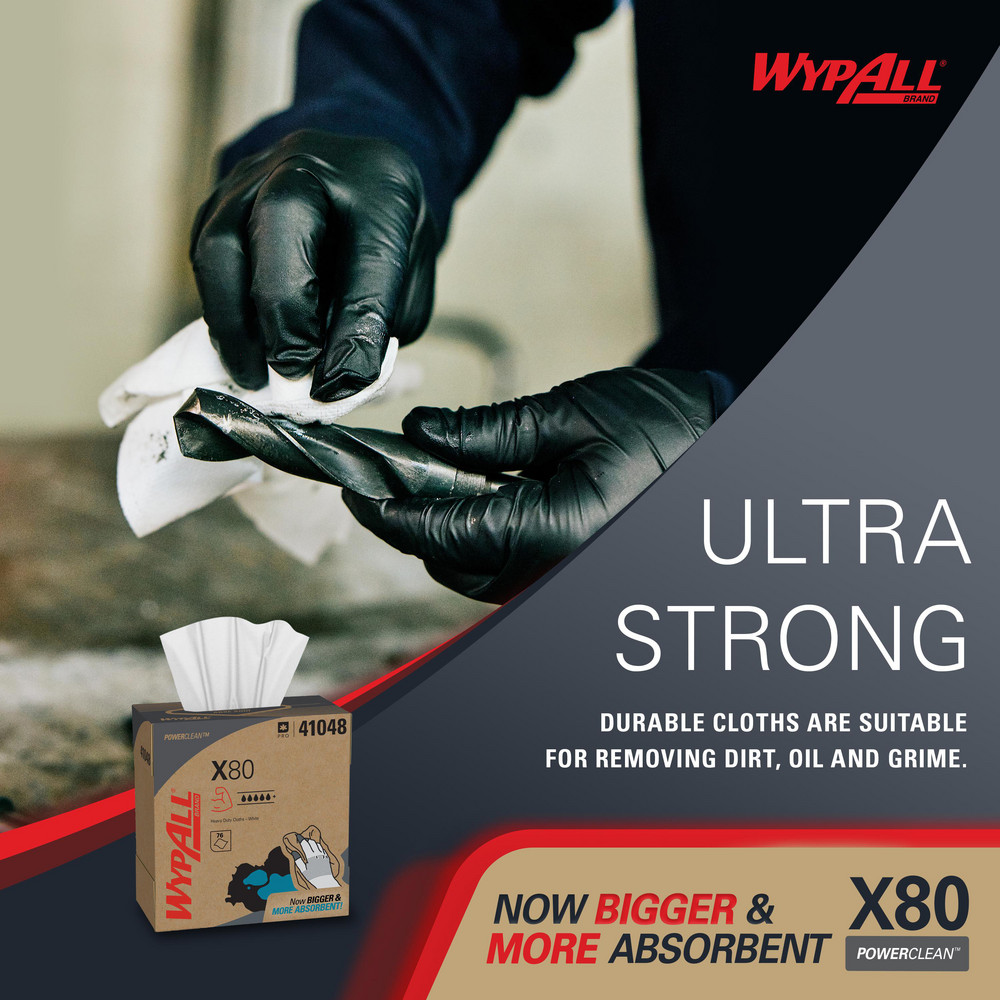 WypAll X80   Shop Towel/Industrial Wipes: Dry, 76 Ct - 41048