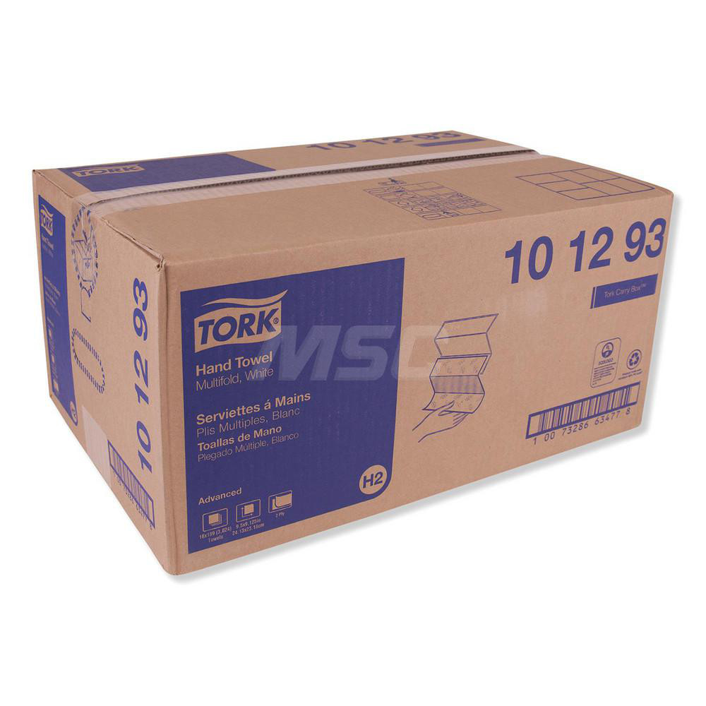 Tork Paper Towels: Multifold, Pack, 2 Ply, Recycled Fiber, White - TRK101293