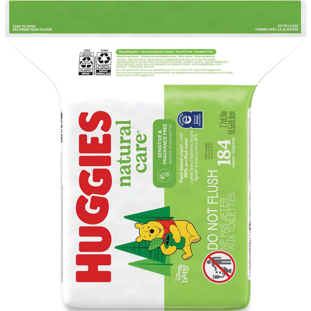 Huggies Natural Care Sensitive Baby Wipes, 1-Ply, 3.88 x 6.6, Unscented, White, 184/Pack, 3 Packs/Carton - KCM31816