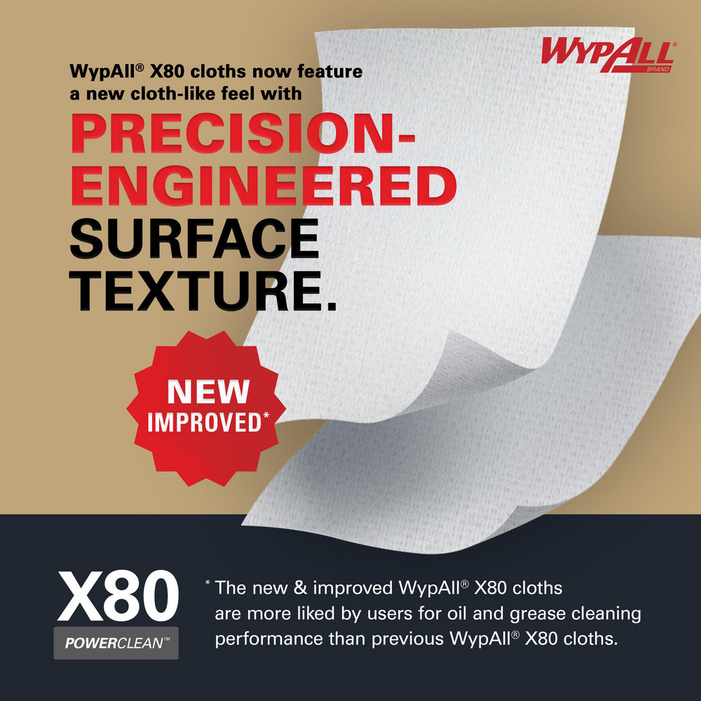 WypAll X80   Shop Towel/Industrial Wipes: Dry, 455 Ct - 41025
