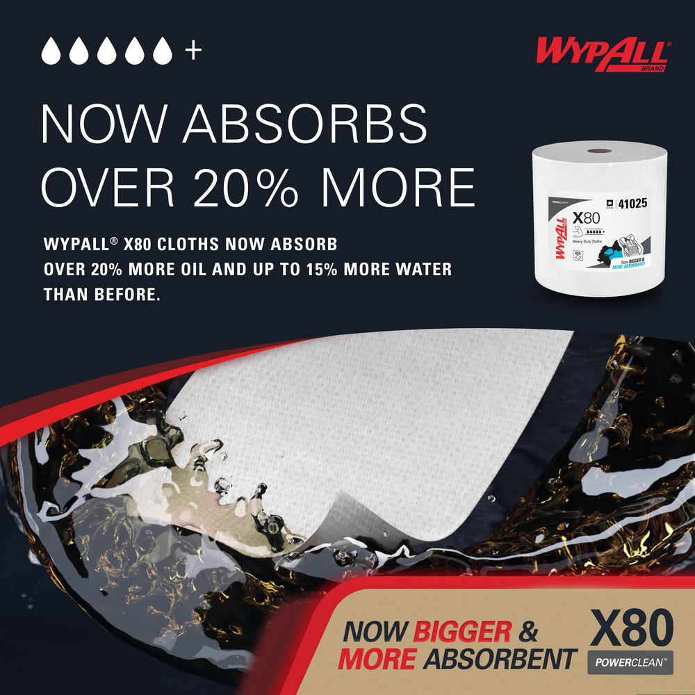 WypAll X80   Shop Towel/Industrial Wipes: Dry, 455 Ct - 41025