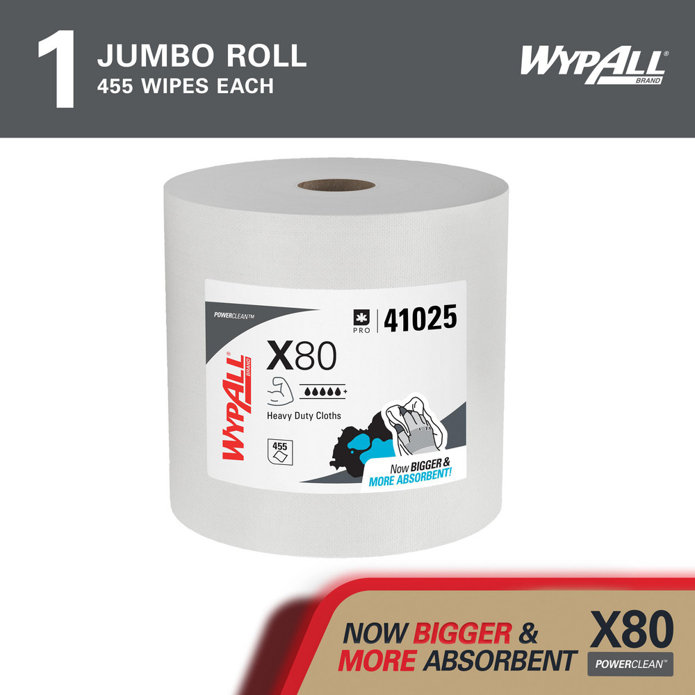 WypAll X80   Shop Towel/Industrial Wipes: Dry, 455 Ct - 41025