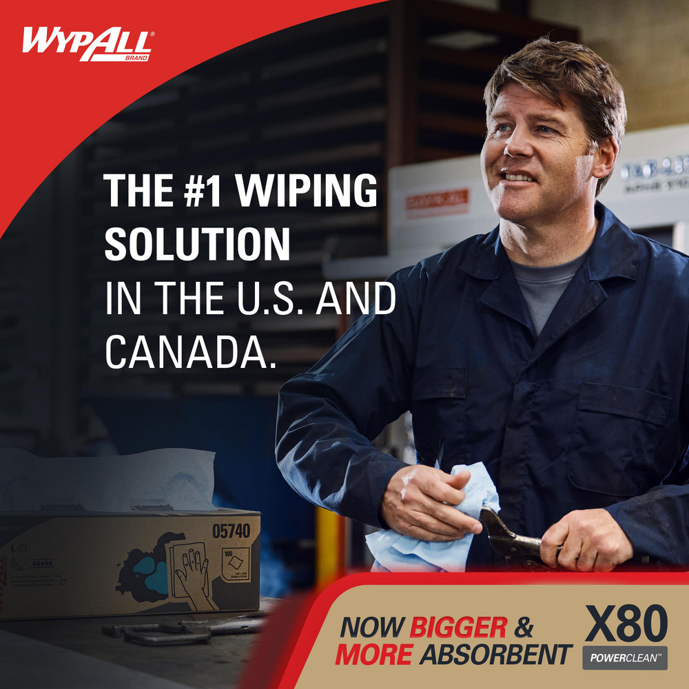 WypAll X80   Shop Towel/Industrial Wipes: Dry, 455 Ct - 41025
