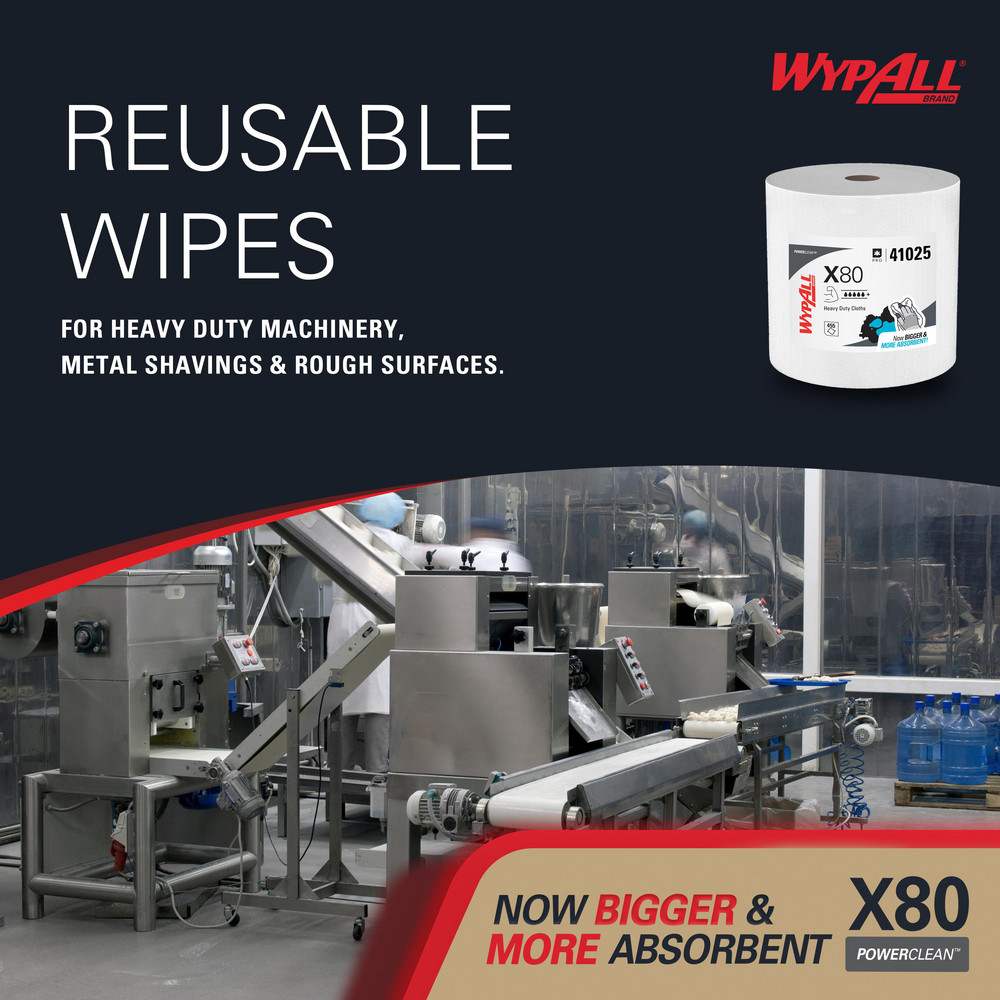 WypAll X80   Shop Towel/Industrial Wipes: Dry, 455 Ct - 41025