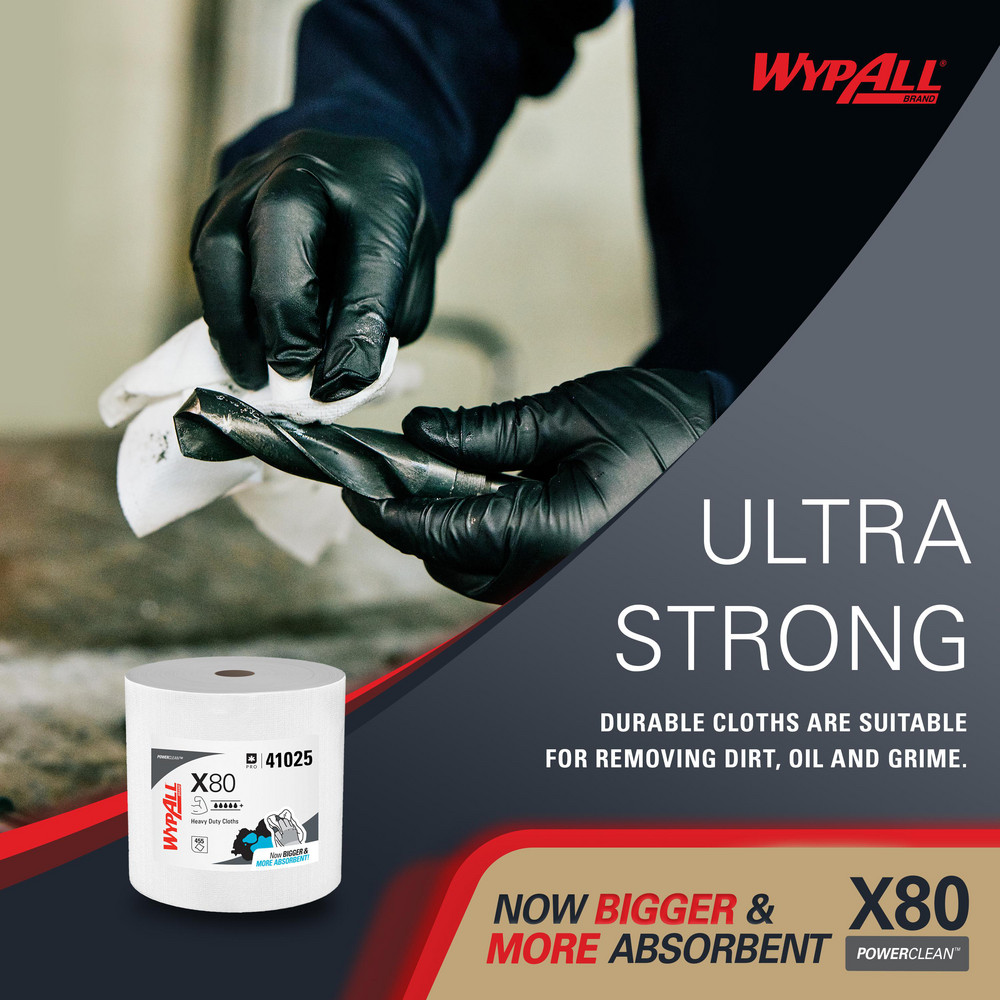 WypAll X80   Shop Towel/Industrial Wipes: Dry, 455 Ct - 41025