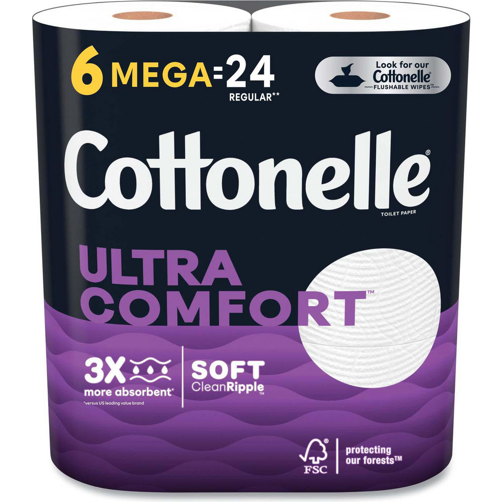 Cottonelle Ultra ComfortCare Toilet Paper, Soft Tissue, Mega Rolls, Septic Safe, 2-Ply, White, 284 Sheets/Roll, 6 Rolls/Pack, 6 Packs/Carton - KCM55707