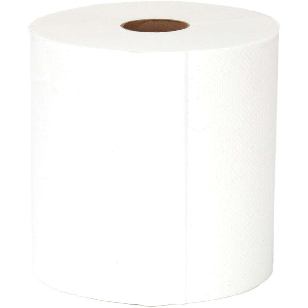 PRO-SOURCE Paper Towels: Hard Roll, 12 Rolls, 1 Ply, Recycled Fiber, White - 75809954