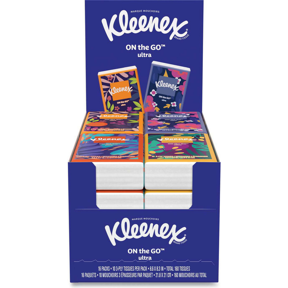 Kleenex On The Go Packs Facial Tissues, 3-Ply, White, 10/Pouch, 16 Pouches/Pack, 6 Packs/Carton - KCM54635
