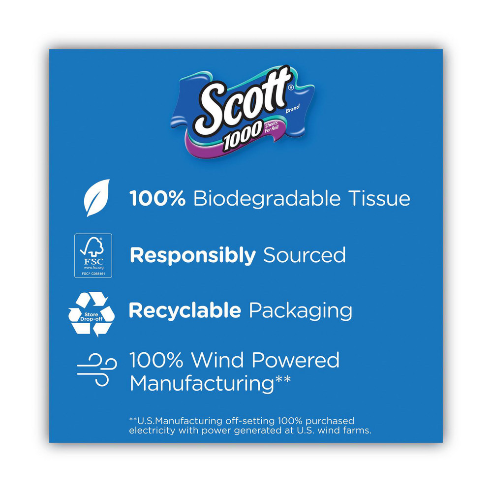 Scott 1000 Bathroom Tissue, Septic Safe, 1-Ply, White, 1,000 Sheets/Roll, 12 Rolls/Pack, 4 Pack/Carton - KCM10060