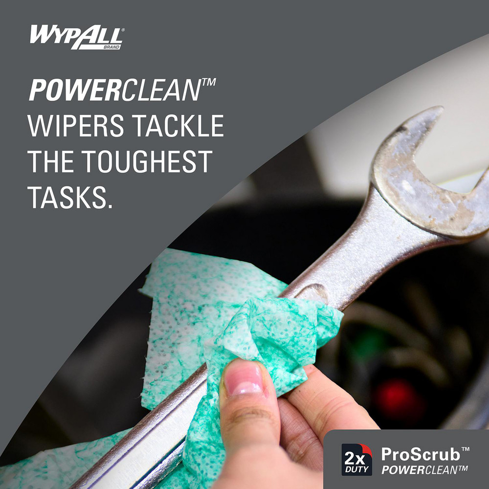 WypAll PowerClean ProScrub Heavy Duty Wet Towels, Dual Action Cleaning, Large 9.5" x 12" Wipes, Canister Included - 58310