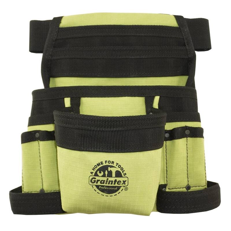 Graintex Lime Green Canvas 10-Pocket Finisher Tool Pouch with Belt - CS2490