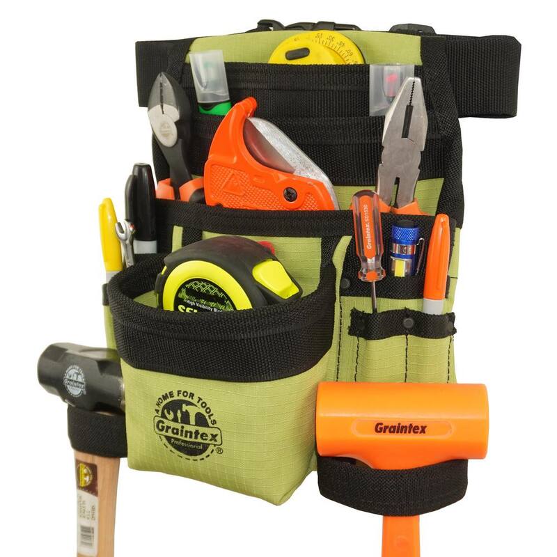Graintex Lime Green Canvas 10-Pocket Finisher Tool Pouch with Belt - CS2490