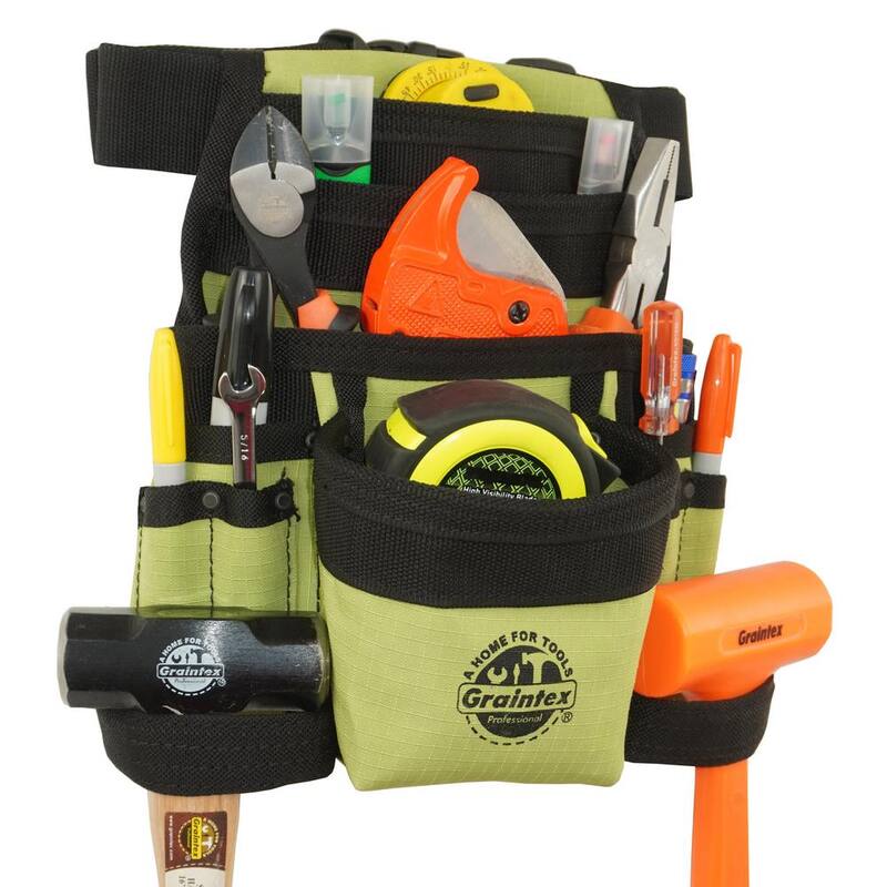 Graintex Lime Green Canvas 10-Pocket Finisher Tool Pouch with Belt - CS2490