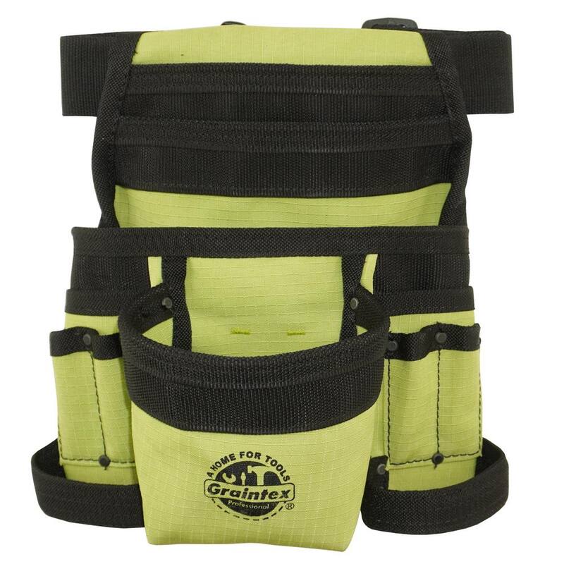 Graintex Lime Green Canvas 10-Pocket Finisher Tool Pouch with Belt - CS2490