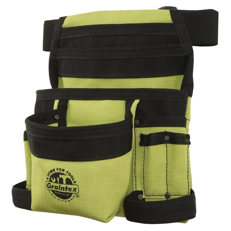 Graintex Lime Green Canvas 10-Pocket Finisher Tool Pouch with Belt - CS2490