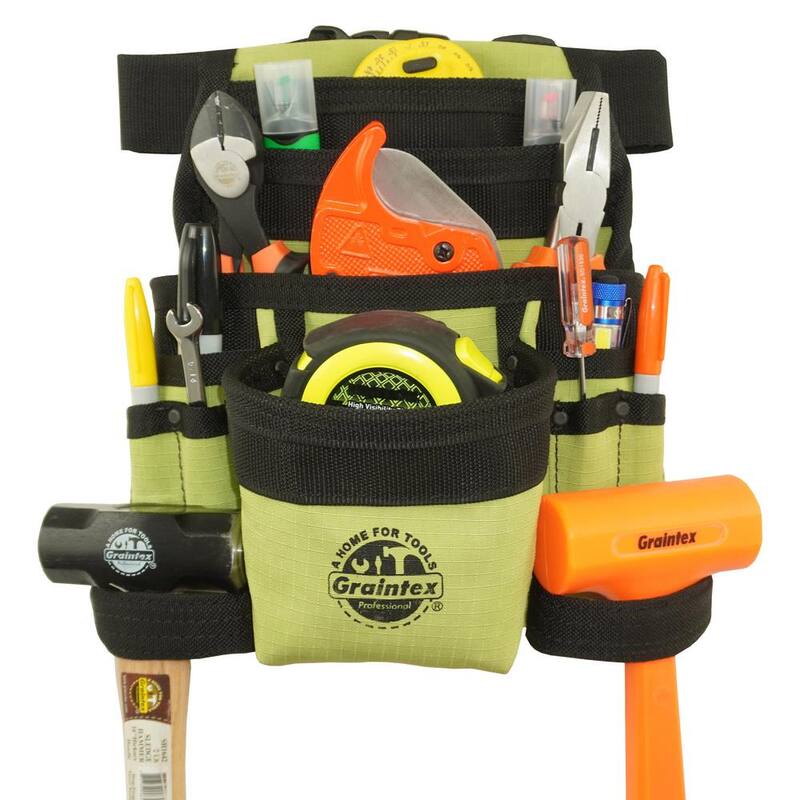 Graintex Lime Green Canvas 10-Pocket Finisher Tool Pouch with Belt - CS2490