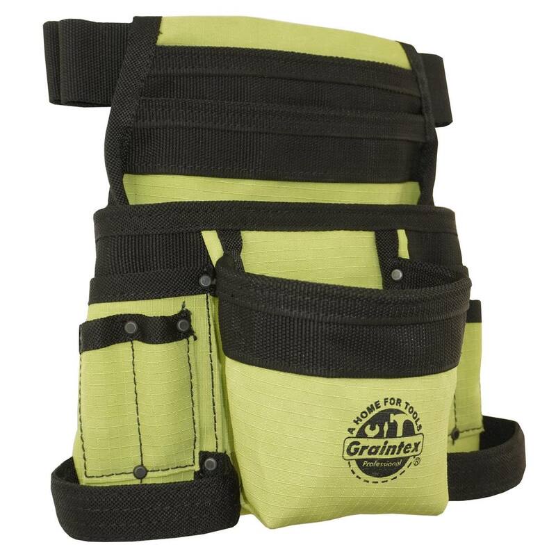 Graintex Lime Green Canvas 10-Pocket Finisher Tool Pouch with Belt - CS2490