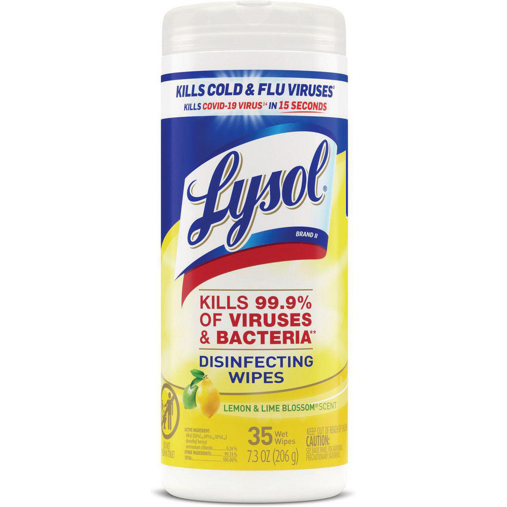 Lysol Disinfecting Wipes, 1-Ply, 7 x 7.25, Lemon and Lime Blossom, White, 80 Wipes/Canister, 3 Canisters/Pack - RAC84251PK