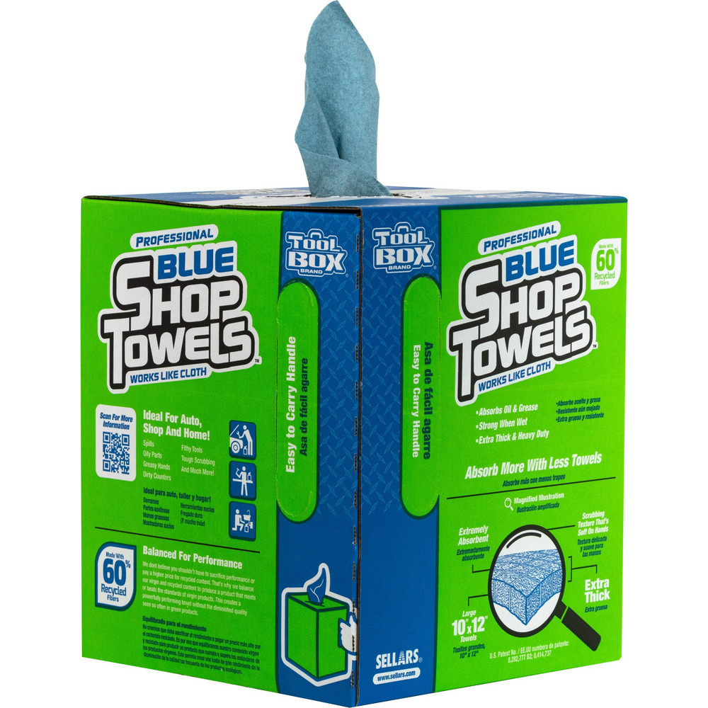 Sellars TOOLBOX Shop Towels: Dry, 200 Sheets/Box, Center-Pull Box, 12.0" x 10.0", Blue - 55202