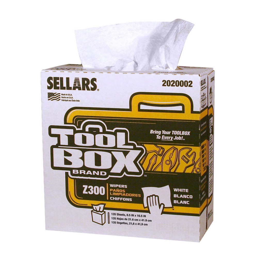 Sellars TOOLBOX Z300 Wipers: Dry, 135 Sheets/Box, Pop-Up Box, 16.5" x 8.5", White - 2020002