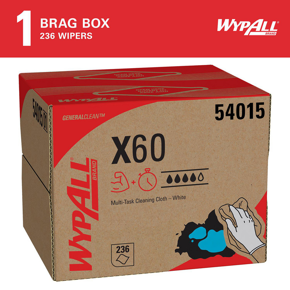 WypAll GeneralClean X60 Multi-Task Cleaning Cloths, Brag Box, Strong & Absorbent Towels, White - 54015