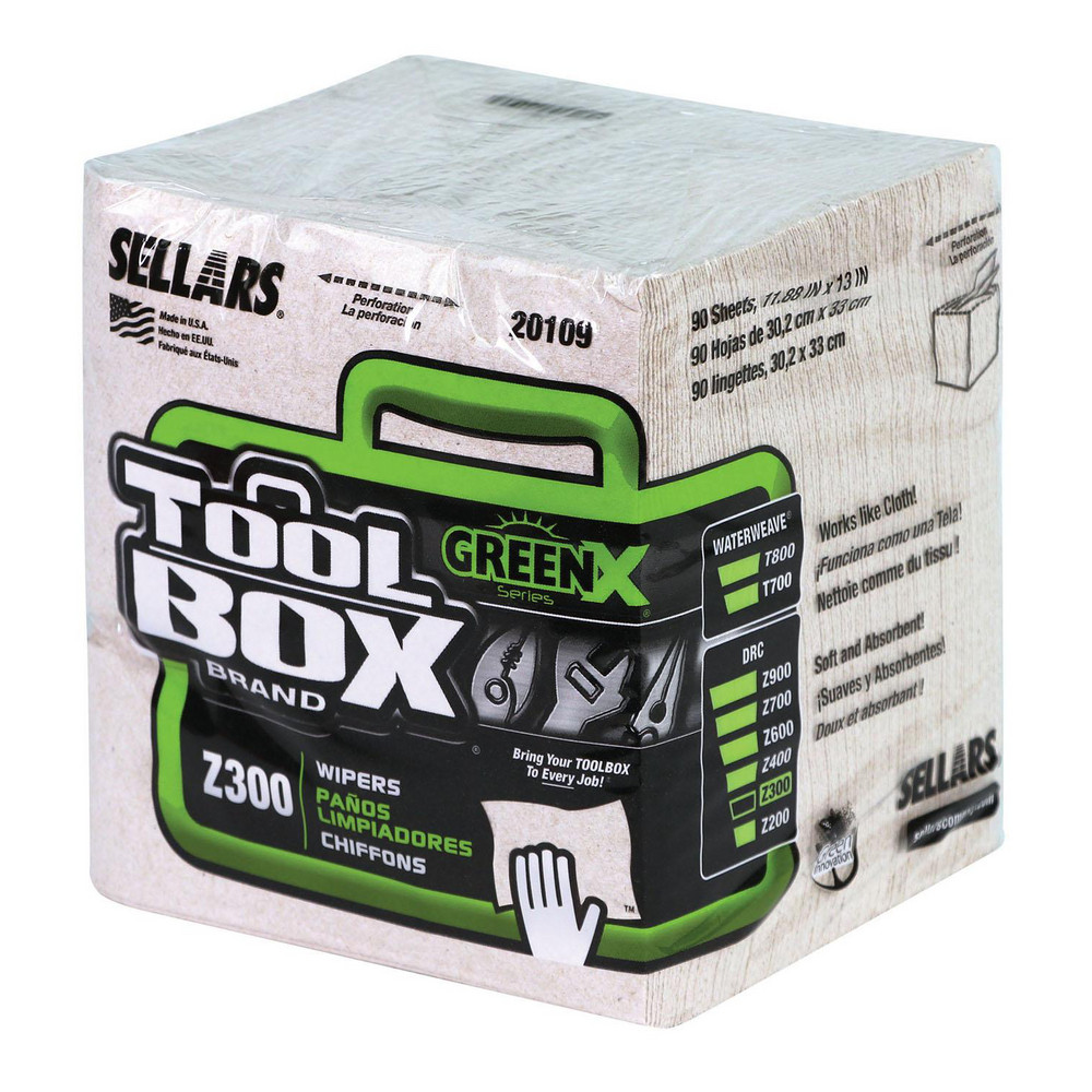 Sellars TOOLBOX Z300 GREENX Wipers: Dry, 90 Sheets/Pack, Quarterfold, 13.0" x 11.875", Natural - 20109