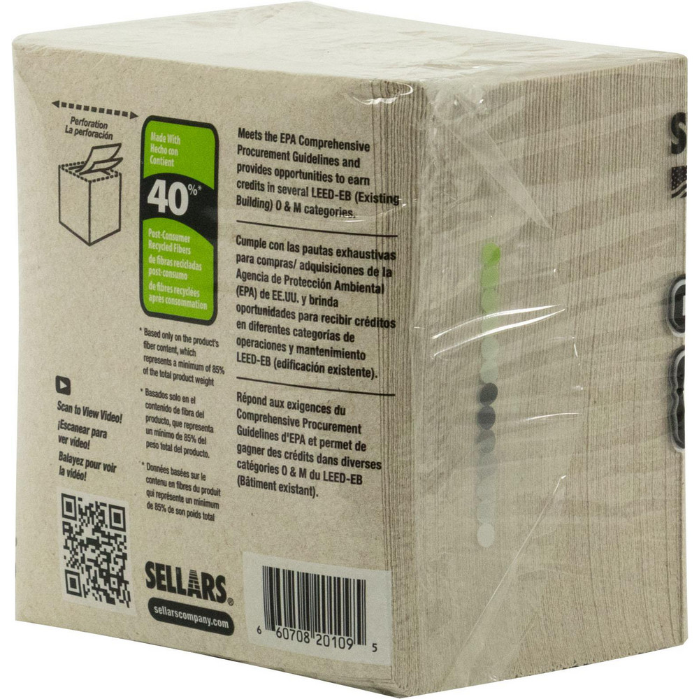 Sellars TOOLBOX Z300 GREENX Wipers: Dry, 90 Sheets/Pack, Quarterfold, 13.0" x 11.875", Natural - 20109