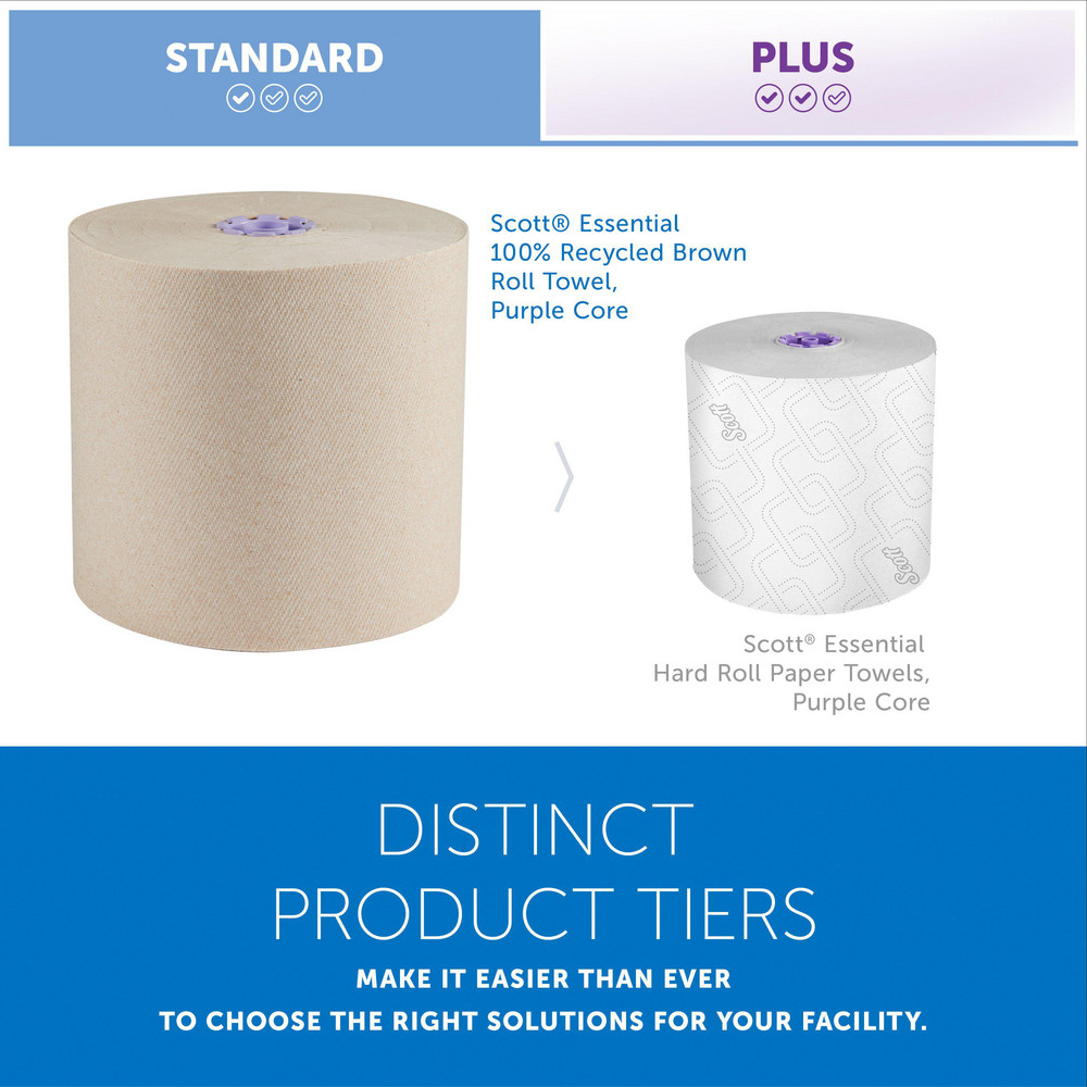 Scott Essential 100% Recycled Brown Hard Roll Towels with Absorbency Pockets, for Purple Core Dispensers - 54038