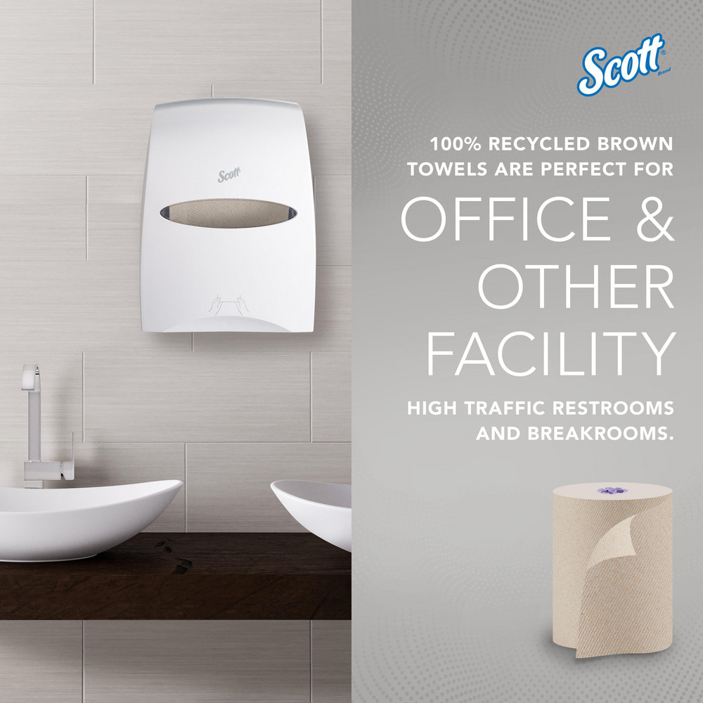 Scott Essential 100% Recycled Brown Hard Roll Towels with Absorbency Pockets, for Purple Core Dispensers - 54038