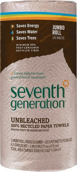 Seventh Generation Paper Towels: Perforated Roll, 1 Rolls, Roll, 2 Ply, Recycled Fiber, Brown - SEV13720RL