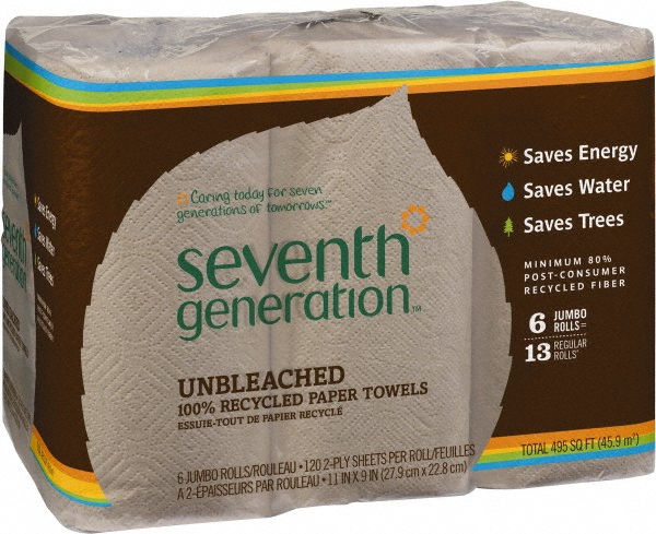 Seventh Generation Paper Towels: Perforated Roll, 1 Rolls, Roll, 2 Ply, Recycled Fiber, Brown - SEV13720RL