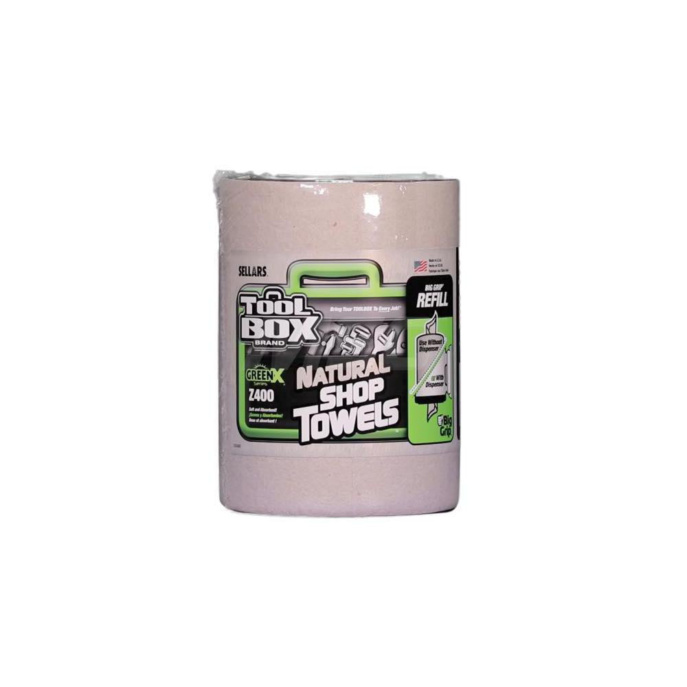 Sellars TOOLBOX Z400 GREENX Wipers: Dry, 200 Sheets/Roll, Big Grip Refill Center-Pull Roll, 12.0" x 10.0", Natural - 54200
