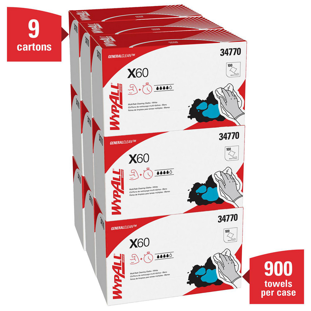 WypAll X60   Shop Towel/Industrial Wipes: Dry, 100 Ct - 34770