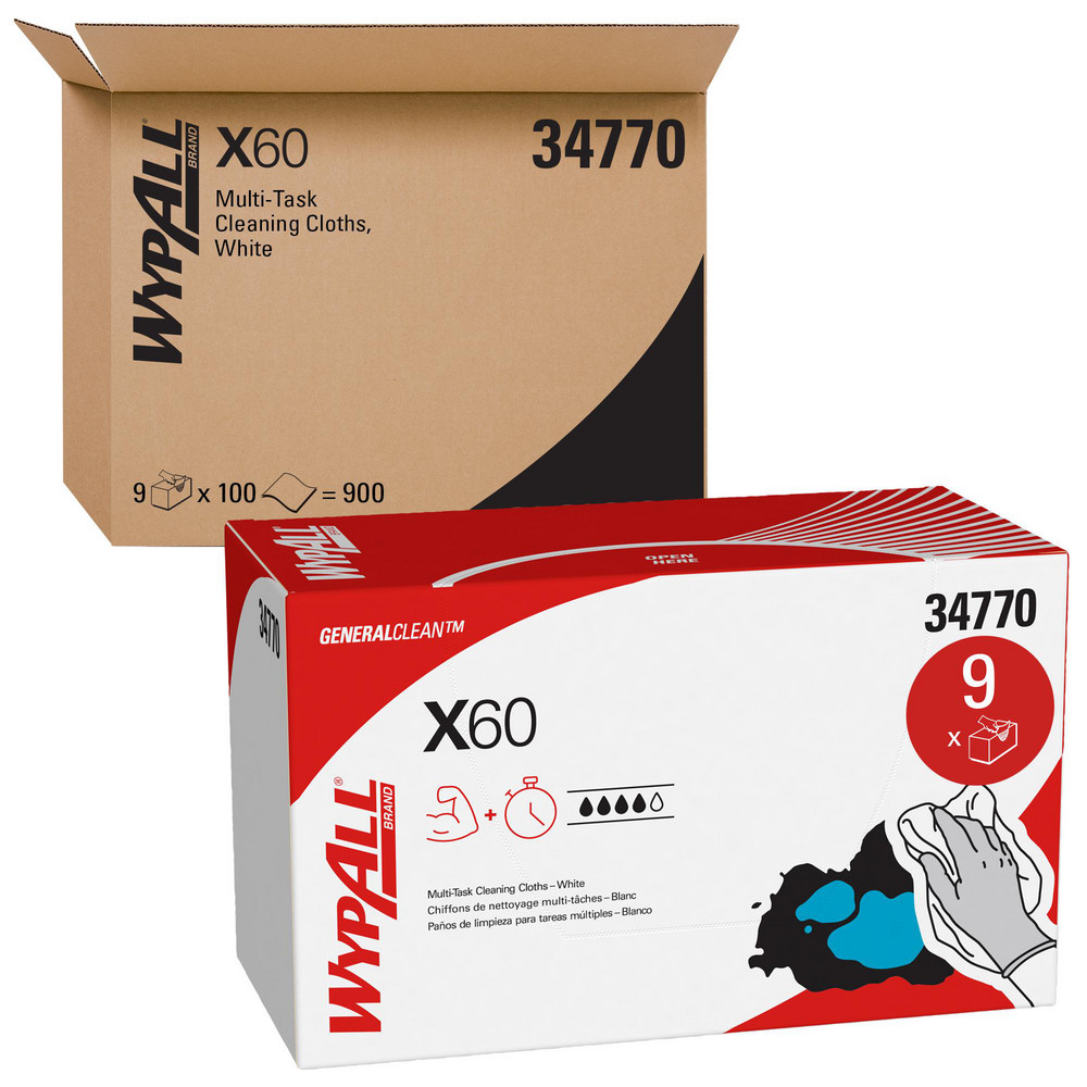 WypAll X60   Shop Towel/Industrial Wipes: Dry, 100 Ct - 34770