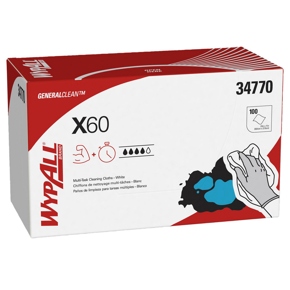 WypAll X60   Shop Towel/Industrial Wipes: Dry, 100 Ct - 34770