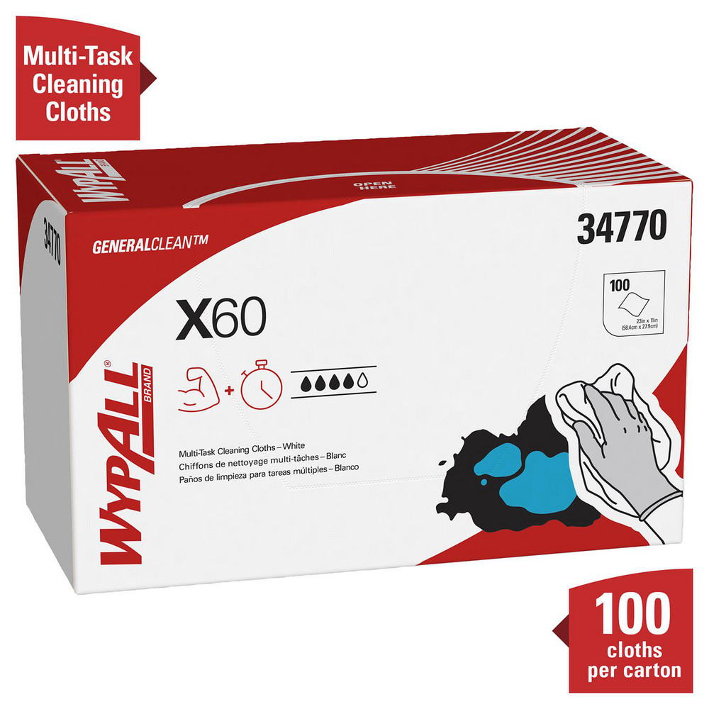 WypAll X60   Shop Towel/Industrial Wipes: Dry, 100 Ct - 34770