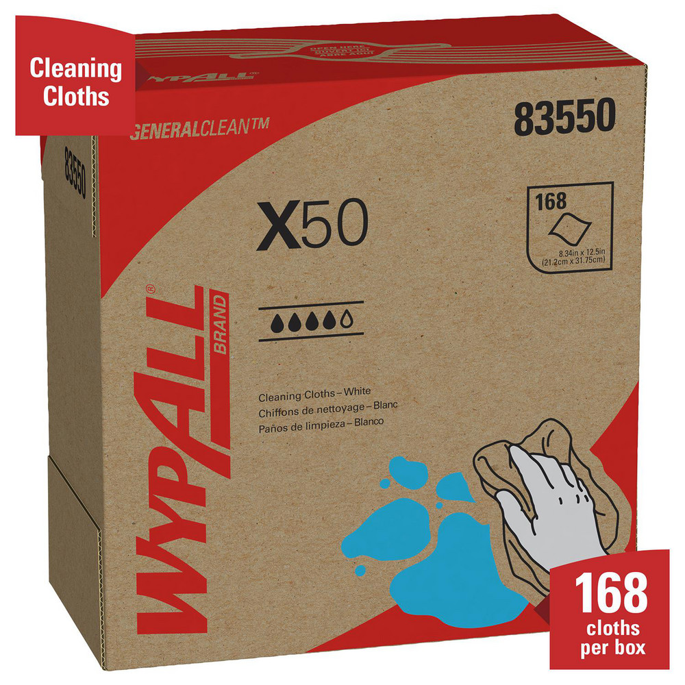 WypAll WypAll X50 Disposable Cloths (83550), Strong for Extended Use, POP-UP Box, White - 83550