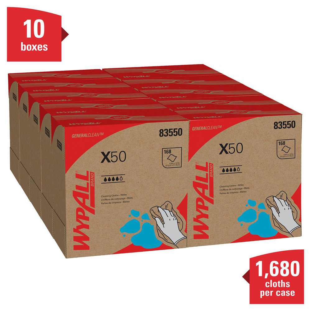 WypAll WypAll X50 Disposable Cloths (83550), Strong for Extended Use, POP-UP Box, White - 83550