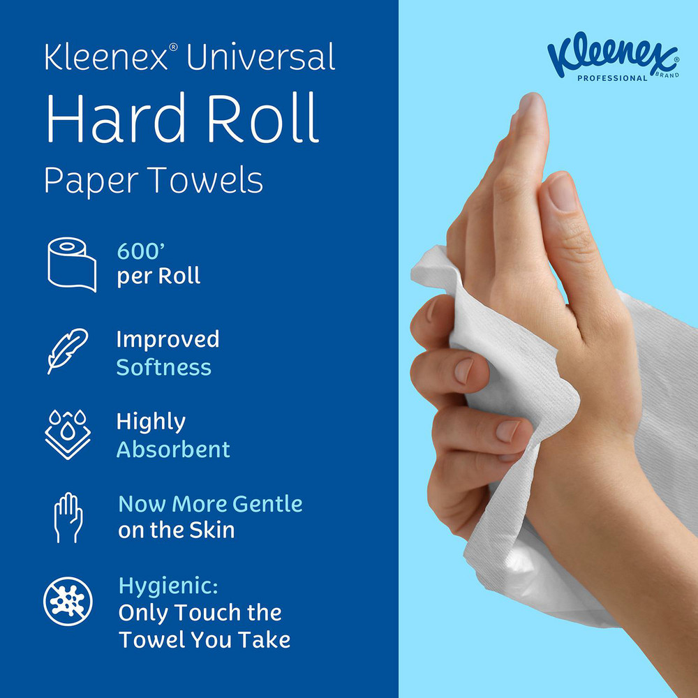 Kleenex Universal Hard Roll Paper Towels (50606), 1.75" Core, with Premium Absorbency Pockets™, White - 50606