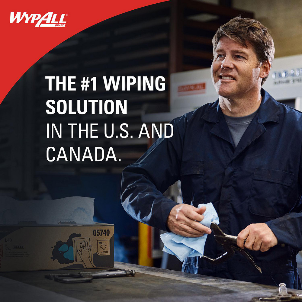 WypAll PowerClean™ X70 Medium Duty Cloths (41200), Quarterfold, Long Lasting Towels, White - 41200