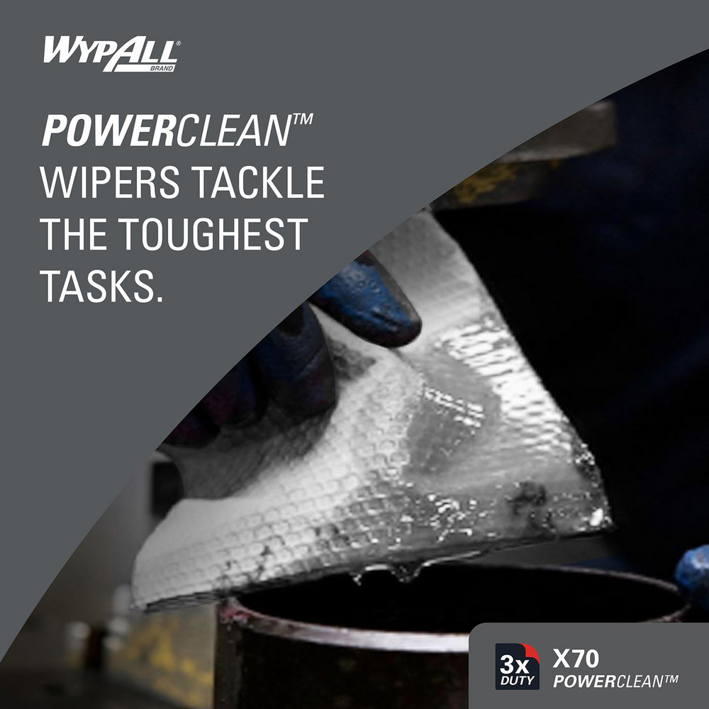 WypAll PowerClean™ X70 Medium Duty Cloths (41200), Quarterfold, Long Lasting Towels, White - 41200